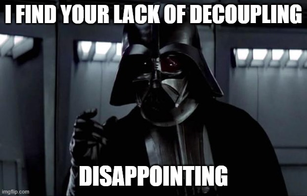 Personally, I find decoupling over-rated. Straightforward makes things easier to change and things are rarely truly decoupled.